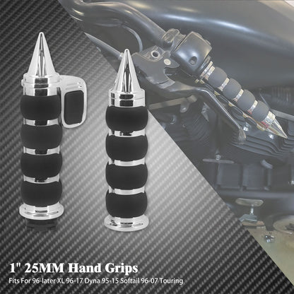 Manoplas de Guidão de Moto 1" 25mm Universal Para Harley Sportster XL1200 Touring Street Glide FLHR Dyna FXDL FLS