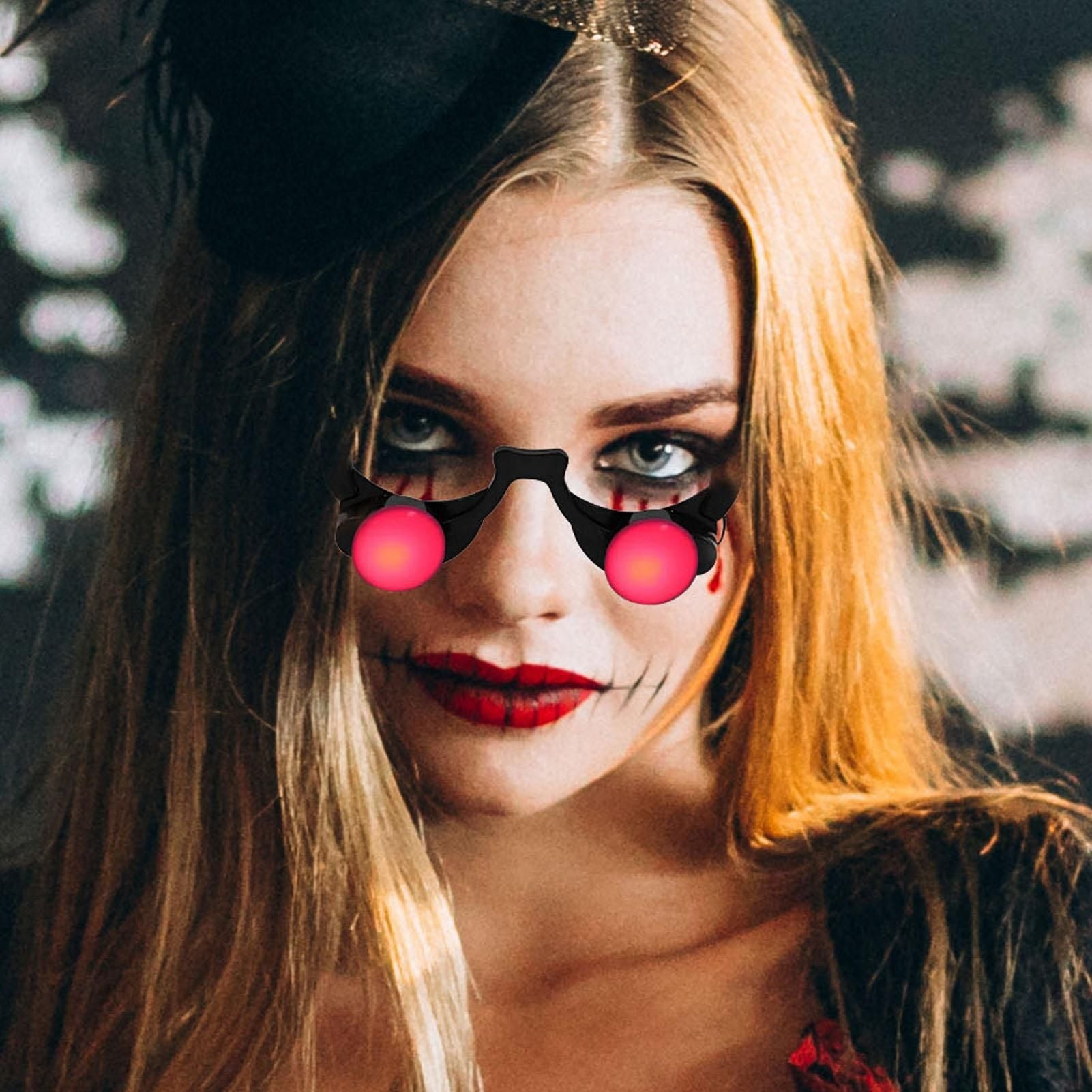 Light Up LED Eyewearing Halloween Glow Glasses Scary Red Glowing Eyes LED Glasses Festive Halloween LED Glowing Eyeglasses
