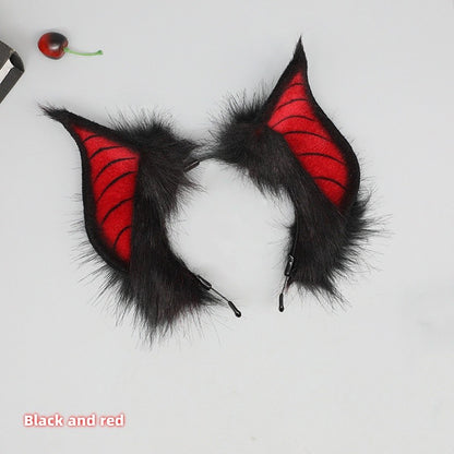 New Handmade Simulation Plush Furry Bat Ears Devil Sweetheart Halloween Bat Cosplay Pros Night Party Animals Hair Band Bat Wing