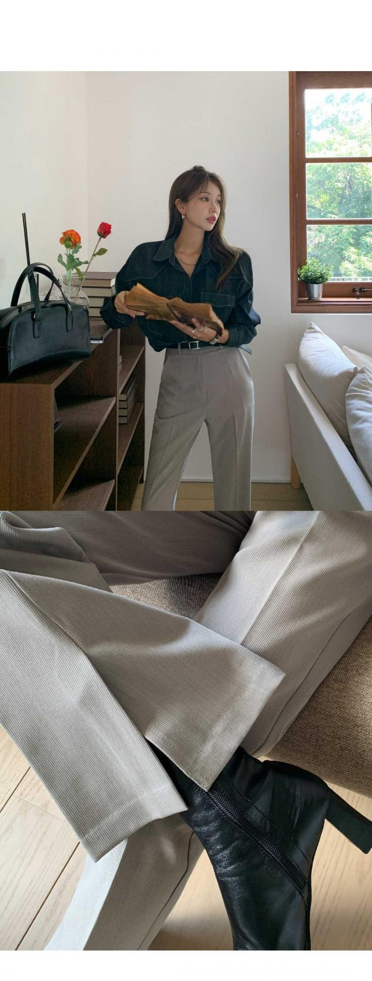 Loose Long Sleeve Casual Denim Shirt Korean Style Loose Fit Shoulder Casual Shirt Pure Color Shirt City Style Commute Shirt