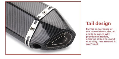 Carbon Fiber Body Tail Hexagonal Modified Exhaust Pipe Muffler Motorcycle 51mm Diameter Resistant