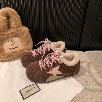 2025 New Winter Women's Sneakers Fleece-lined Flats Dexun Women Shoes Plush, Leisure Shoes Stylish, Non-slip Female Shoes 1417