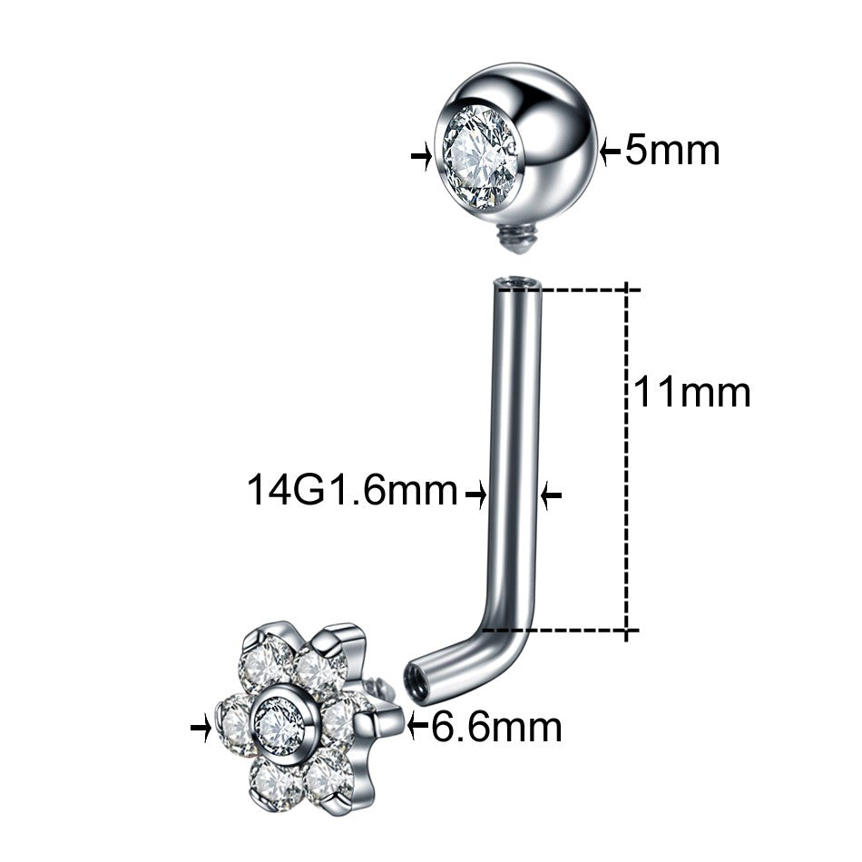 1PC Titânio Christina Vertical Hood Piercings Anéis de Lábio Flor Opala Sexy Piercings de Lábio Joias de Piercing de Sobrancelha VCH