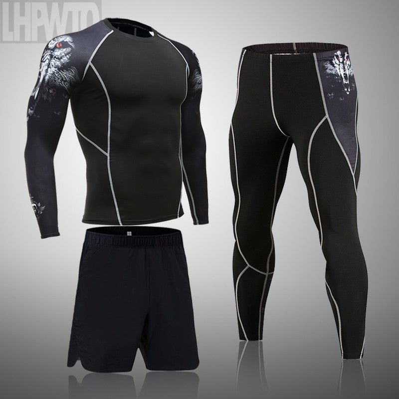 Men's Sports Suit MMA rashgard male Quick drying Sportswear Compression Clothing
