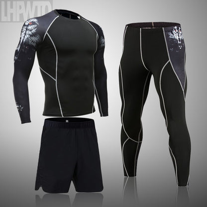 Men's Sports Suit MMA rashgard male Quick drying Sportswear Compression Clothing