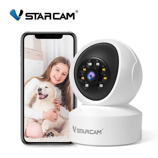 Câmera de Segurança Interna Vstarcam para Casa Cobertura 360° Visão Noturna Colorida Áudio Bidirecional Detecção de Movimento Zona Personalizável