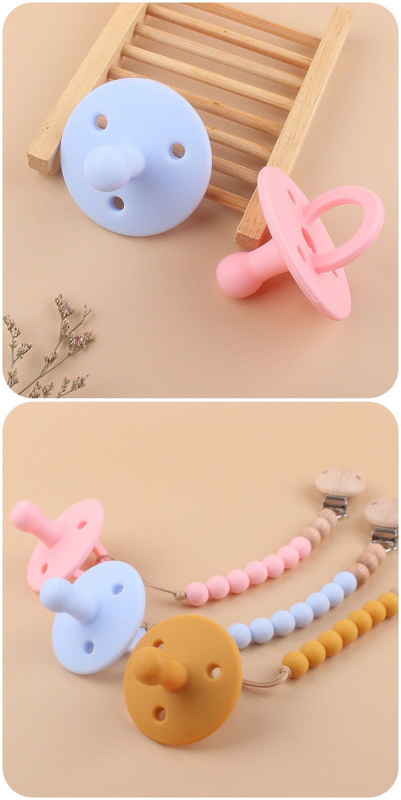 Baby Silicone Pacifier Soft BPA Free Soother Infant Dummy Nipple Newborn Baby Teether Toy Teething Nursing Pacifier Chain Pendan