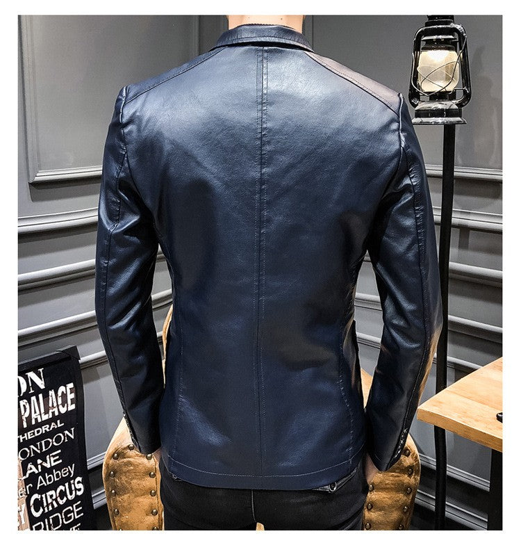 New Spring Men Slim Leather Blazers Jackets PU Leather Suits Coats Good Quality Male Business Casual Fit Suits Jackets Size 6XL
