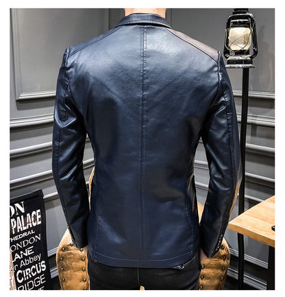 New Spring Men Slim Leather Blazers Jackets PU Leather Suits Coats Good Quality Male Business Casual Fit Suits Jackets Size 6XL