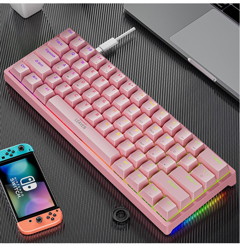 K620 Mini Teclado Mecânico para Jogos 61 Teclas RGB Hotswap Teclado para Jogos com Fio Tipo-C Teclas PBT Teclados Ergonômicos 60%