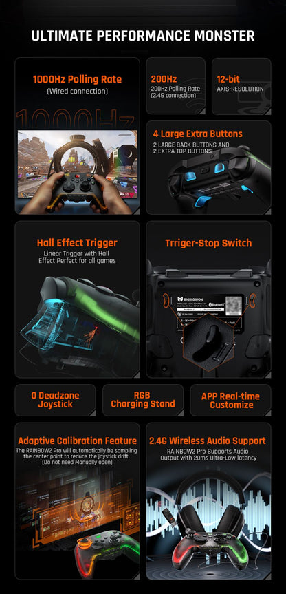 Original BIGBIG WON Rainbow 2 Pro Elite Game Controller Wireless Bluetooth Gamepad FPS Handle Joystick For PC/Switch/ANDROID/IOS