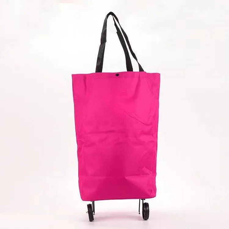 Shopping Bag with Wheels Foldable Hand Pull Extendable Vegetable Buying Car Casual Polyester Fiber Home Use Logo Addable