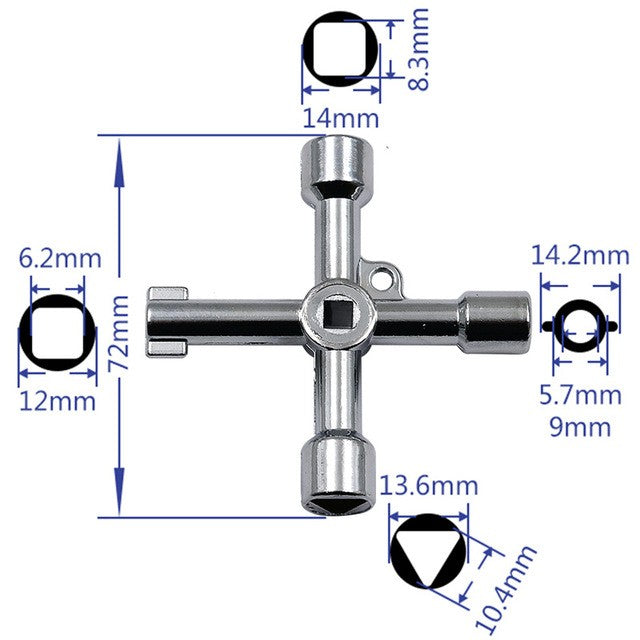 Key Wrench Cross Switch Alloy Universal Square Wrench Tool for Elevator Electrical Cupboard Box Cabinet socket wrench