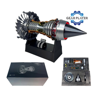 Kit de Modelo de Motor Turbojato com Velocidade Ajustável e Simulação de Chama Traseira para Montagem DIY e Projetos de Ciência