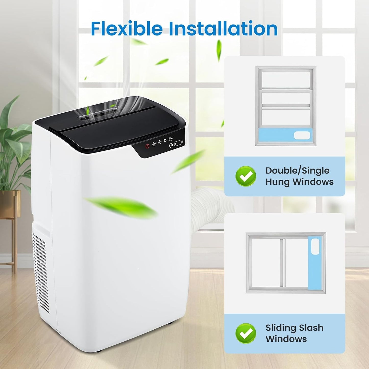 Ar Condicionado Portátil 12000 BTU para Ambientes de até 50 m², Unidade de AC Portátil Silenciosa 3-EM-1 de Chão, Timer 24H
