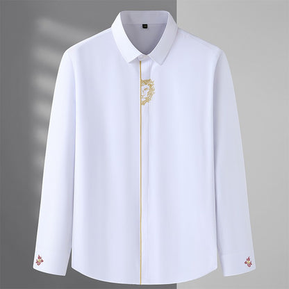 Men Shirt Denim Oversize Plus Size 6XL 7XL 8XL 10XL Oversize Fashion Casual Loose Golden Embroidery Loose Long Sleeve Soft Dress