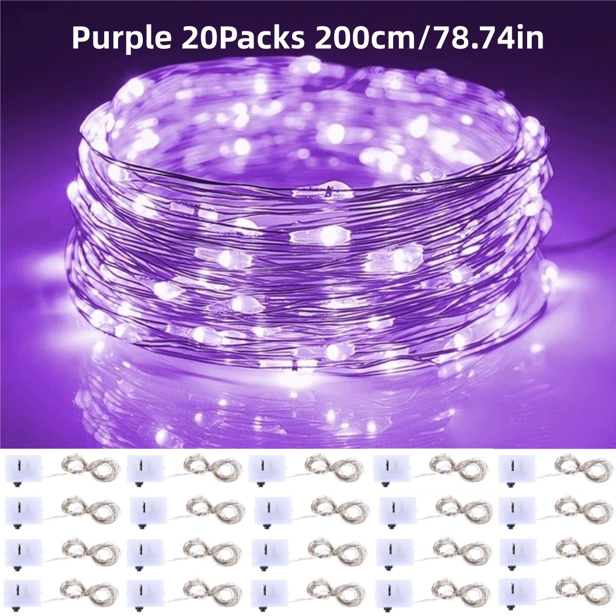 20Packs 2m LED String Lights Warm/Multicolor/Red/Green/Blue/Pink/Purple/White Christmas Atmosphere Firefly Lamp Starry Sky Light