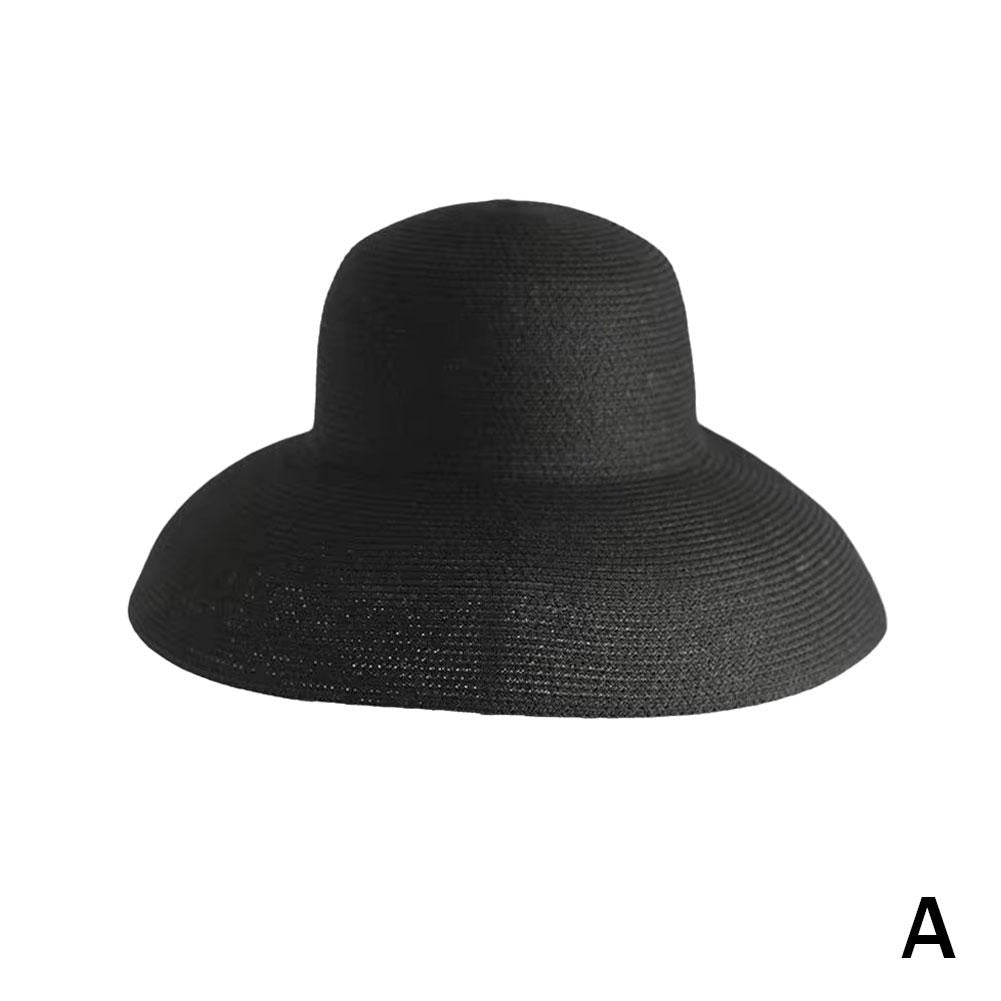 Women Panama Straw Hat Summer Sun Hats Solid Plain Elegant Wide Brim Hat Sunscreen Hepburn Style Beach Hat For Outdoor