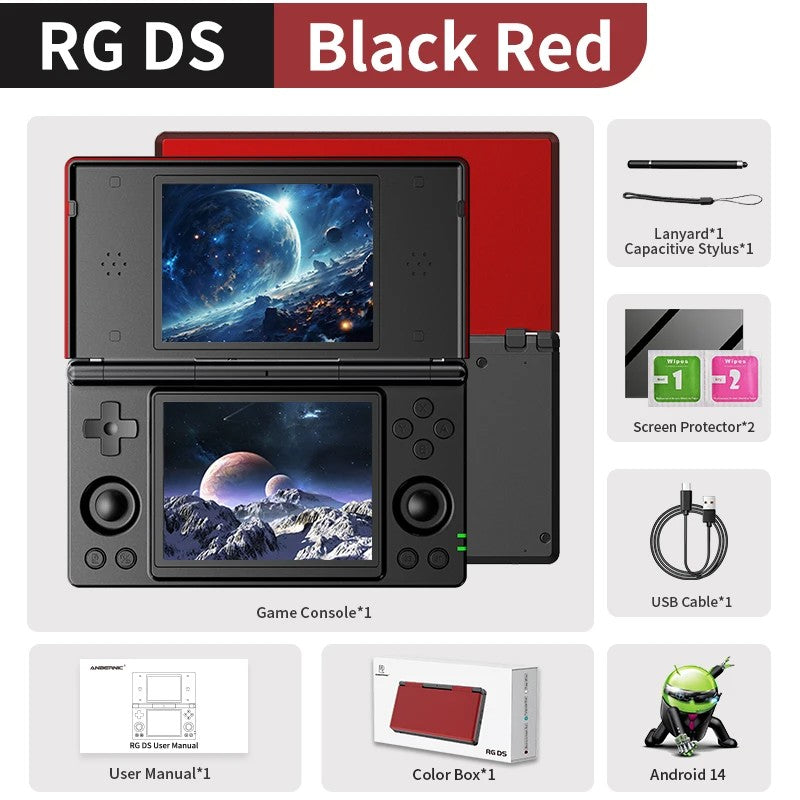 Anbernic RG DS Handheld Game Console 4" IPS Dual Screen Android 4000mAh Flip Video Games Player RGDS Android 14