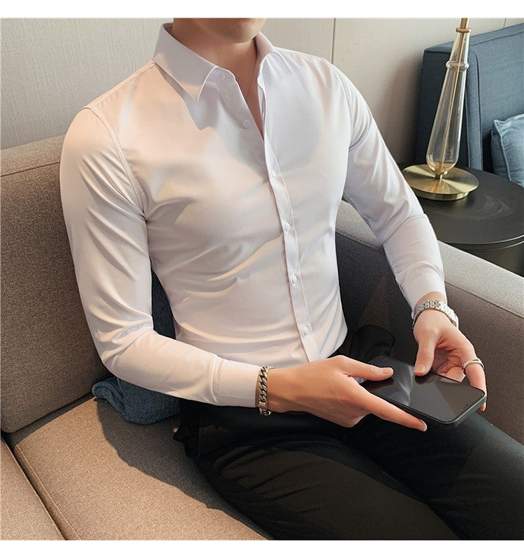 Plus Size S-7XL High Quality Men Dress Shirt 2024 Autumn Long Sleeve Solid Business Slim Shirts Homme Dress Social Casual Shirt
