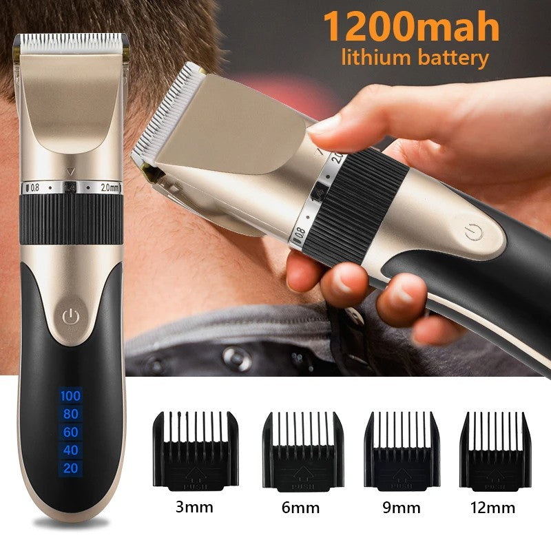 Professional Cordless Rechargeable Electric Hair Clipper - For Men, Adults & Kids, Barber-Grade Hair Trimmer & Cutter Machine
