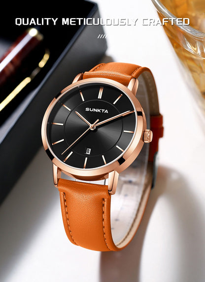 LIGE Sunkta Man Watch Fashion Luxury Waterproof Ultra Thin Date Casual Clock Leather Classic Quartz Watches for Men Reloj Hombre