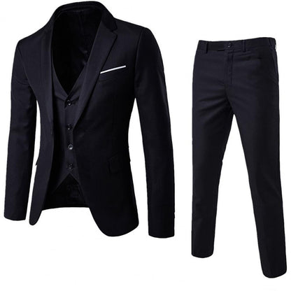 Korean Style Men Vest Pants Set Casual Business Buttons Cuff Vest Trousers Men Suit Wedding Groom Formal Suit
