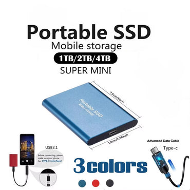 Premium Solid State Drive 2TB/4TB External SSD with USB 3.1/Type-C High-Speed Interface Waterproof Dustproof Suitable for PC/Mac