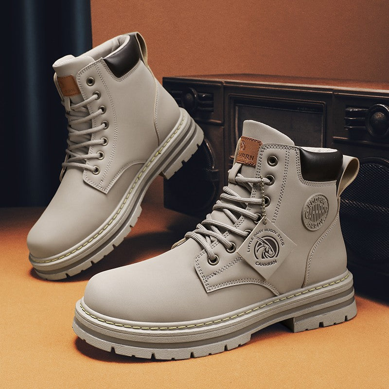 Botas Masculinas Grandes 48 Botas de Motocicleta Cano Curto Masculinas Impermeáveis para Caminhada Chelsea de Inverno Botas Retrô Confortáveis Botas Masculinas
