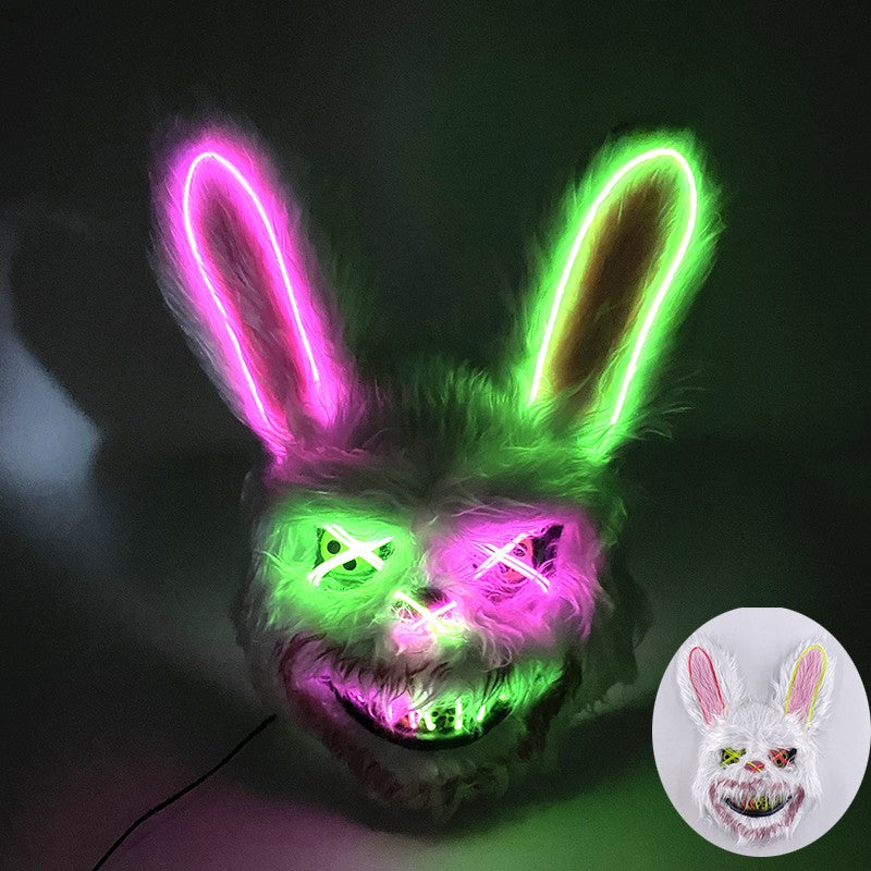 Novelty LED Bloody Furry Bunny Rabbit Bear Mask Realistic Scary Horror Killer Adult Masquerade Cosplay Costume Accessory