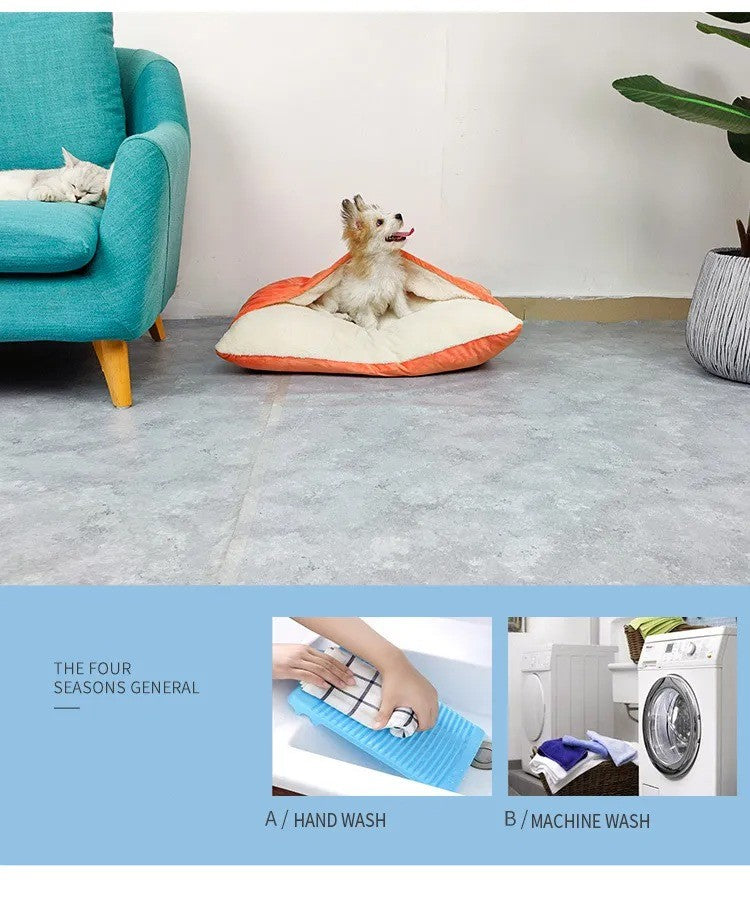 para Saco de Dormir Grande para Animais de Estimação Cama de Cachorro Canil de Inverno Quente Removível Lavável Resistente a Mordidas Almofada de Sofá para Filhotes Tapete de Gato de Pelúcia