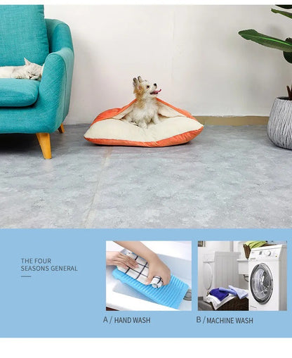 para Saco de Dormir Grande para Animais de Estimação Cama de Cachorro Canil de Inverno Quente Removível Lavável Resistente a Mordidas Almofada de Sofá para Filhotes Tapete de Gato de Pelúcia