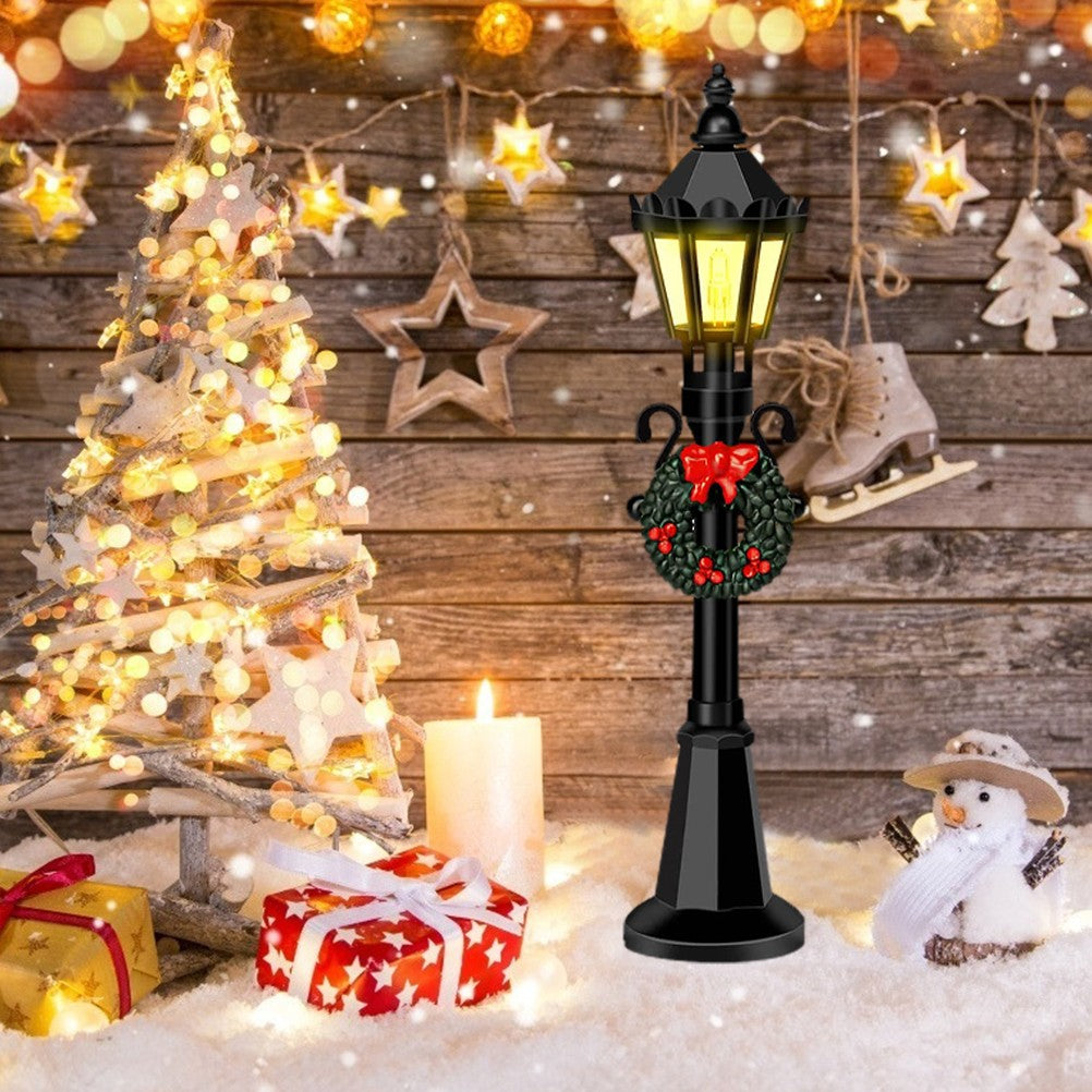 4 Pcs Christmas Mini Street Light Models Dollhouse Streetlight Miniature Village Pathway Lantern Post for DIY Micro Landscape