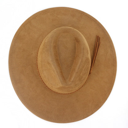 Chapéu fedora de aba larga com cinto de camurça vegana em formato de coração para homens e mulheres chapéu jazz de feltro chapéu feminino clássico