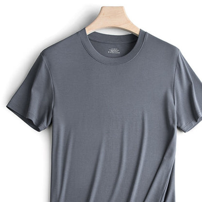 94% Modal 6% Spandex Summer Short Sleeve T-shirt Men Crew Neck Solid Color Casual Underwear Brand High Quality Mens Clothing New