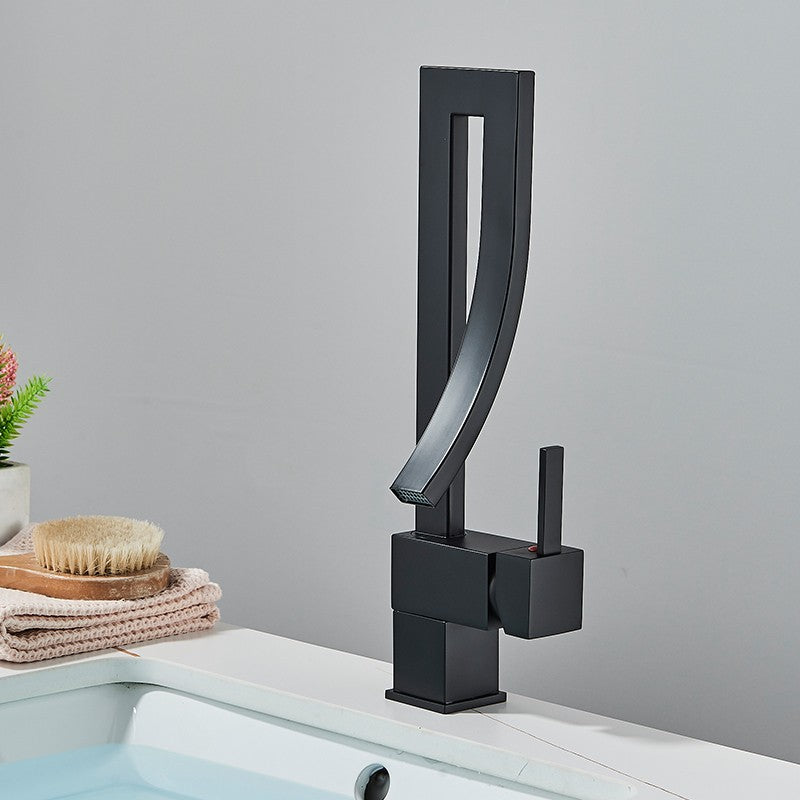 Bathroom Basin Faucet Brass Deck Mounted Mixer Taps Single Handle Single Hole Hot Cold Water Mixers Tap