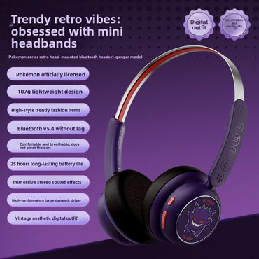 Pokemon Gengar Anime Ear clip type Bluetooth Wireless Headset Gaming stereo sports headphones High Endurance Gifts In Stock