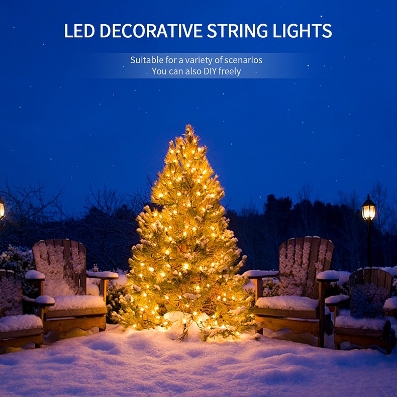 Outdoor LED Christmas Lights Green Wire Leather 24V Fairy Lights String Waterproof Garden Party Wedding Garland Decor New Year Q