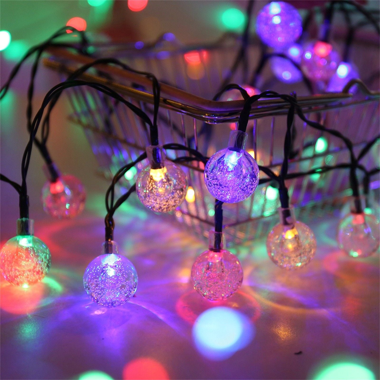 Solar Bubble Balls Lamp String Lights Outdoor Water Drops Outdoor Waterproof Orb Christmas Lights Patio Holiday Party