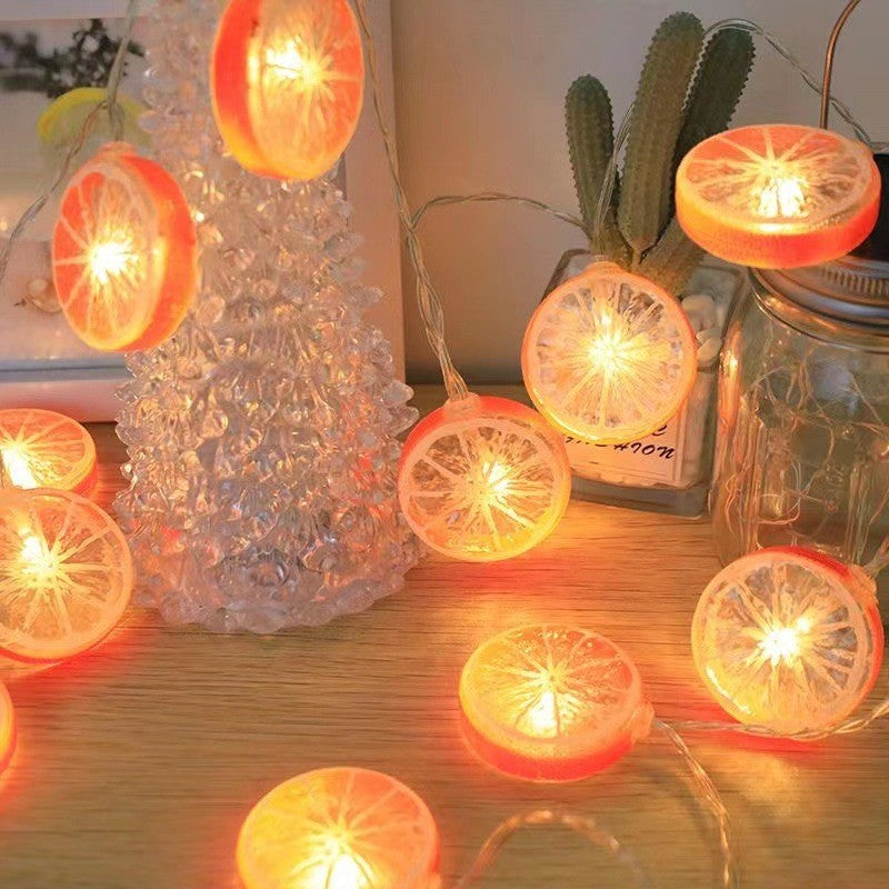 LED Lemon Garland Orange Slices String Light Yard Wedding Home Party Bedroom Decoration Battery Lamps Holiday Lighting