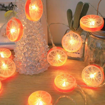 LED Lemon Garland Orange Slices String Light Yard Wedding Home Party Bedroom Decoration Battery Lamps Holiday Lighting