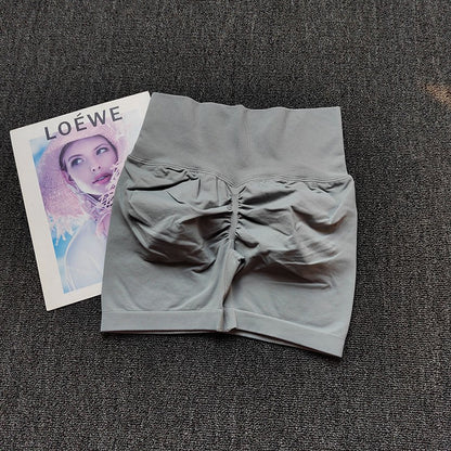 Yoga Shorts Peach Hot Girls Three-Cross Pants High Waist Knitted Pressure Running Sport Elastic Belly Lifting Butt Tight Pants