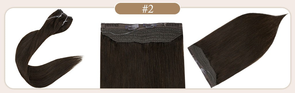 Full Shine Fishing Wire Hair Extensions Cabelo Humano Real Hair Extensions Apliques Para Mulheres Fio Secreto Grosso