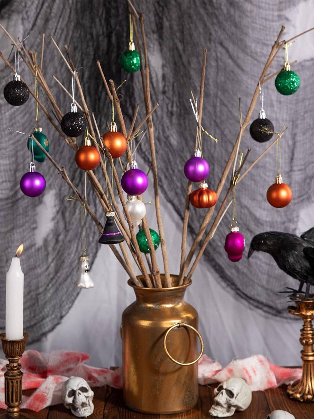 Hallowmas Decoration Balls Christmas Tree Hanging Ornaments Halloween Shiny Ball Festival Family Party Decorations