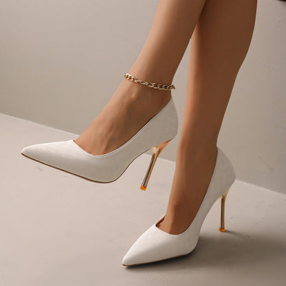 Women 10Cm Pointed Toe High Heels White Red Lady Wedding Bridal pumps Sexy fashion girl Prom Shoes Classic Black Office Shoes