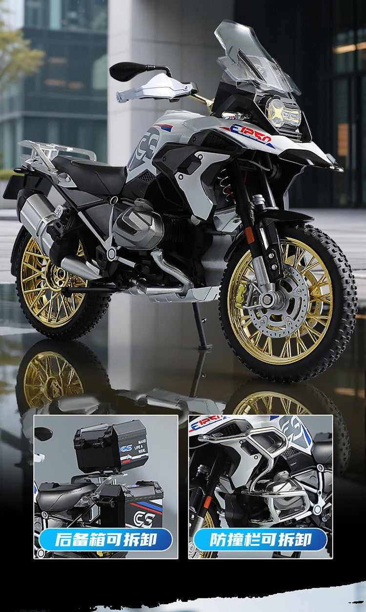1:10 R1250GS Adventure Moto de Liga Leve Die Cast Modelo de Veículo Coleção Som e Luz Off Road Motocicleta Brinquedos Carro