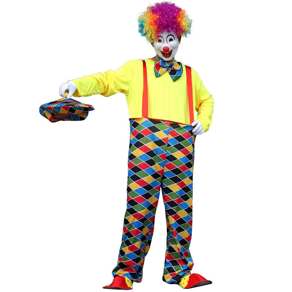 Adults Funny Clown  Costumes ,Joker Cosplay Suits for Men,Magician Performance Fancy Outfits?just Clothes,no Prop Wig/Mask/Shoes