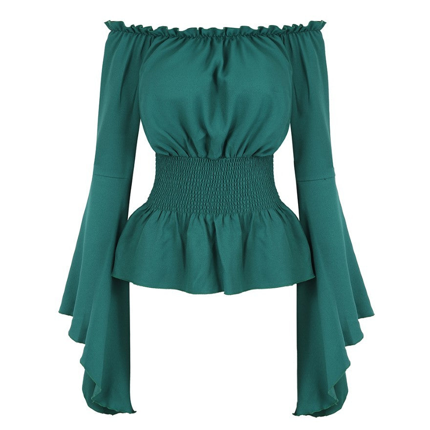 Renaissance Off Shoulder Long Sleeves Corset Blouse Women Medieval Victorian Costume Gothic Pirate Shirt Plus Size Boho Top