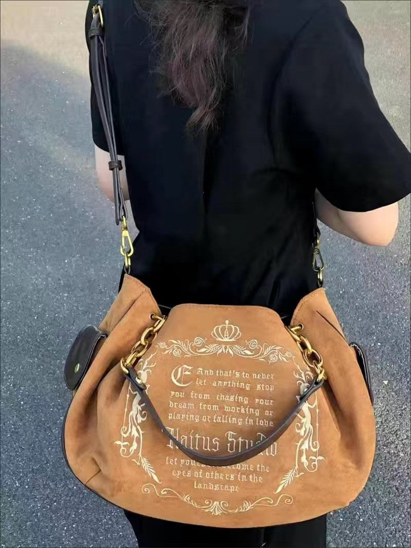 bags woman season 2024 spring summer Y2k Shoulder Bag embroidery  vintage handbags Large capacity letter bag pink bag