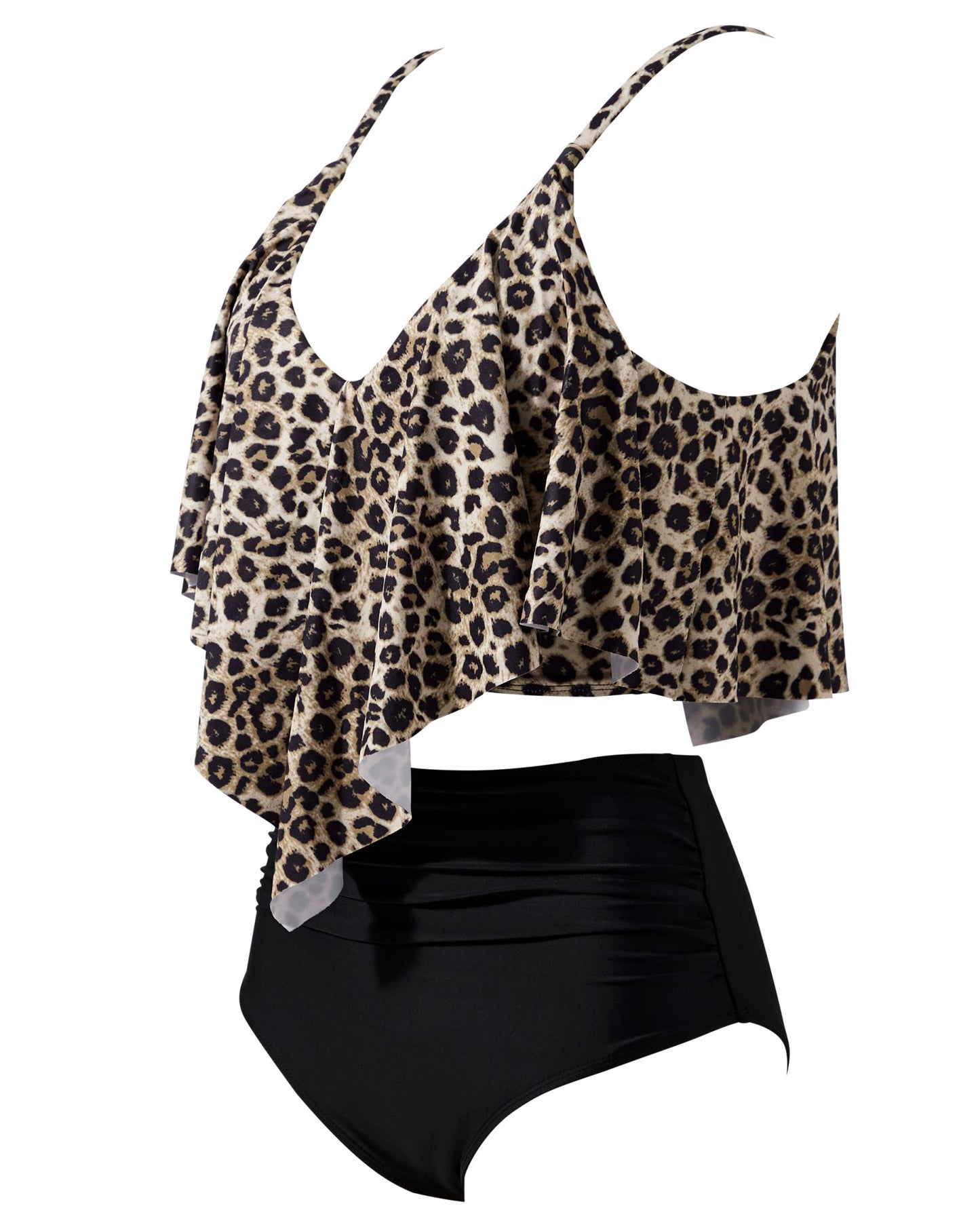 Women Tankini Ruffle High Waisted Swimsuits Tummy Control Bathing Suits Swimwear Beachwear Padded XXL Size Bikini Set Female